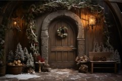 Charming Rustic christmas entrance background. Generate Ai Product Image 1
