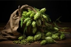Sack of fresh green hops. Generate Ai Product Image 1