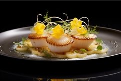 Delectable Scallop dish served plate. Generate Ai Product Image 1