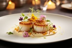 Delectable Scallop dish served shrimp. Generate Ai Product Image 1