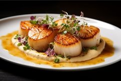 Aromatic Scallop dish served shrimp. Generate Ai Product Image 1