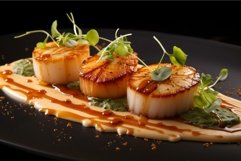 Gourmet Scallop dish served shrimp. Generate Ai Product Image 1