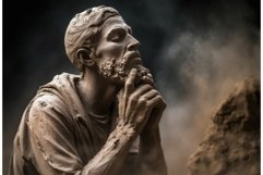 Sculpted thoughtful man dust breathing. Generate ai Product Image 1
