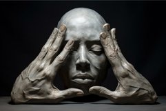 Abstract Sculpture head hands surreal. Generate Ai Product Image 1