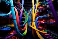 Tangled Server colorful cables. Generate ai Product Image 1