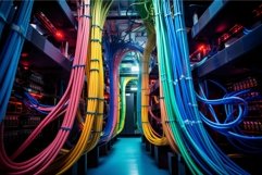 Multihued Server colorful cables. Generate ai Product Image 1
