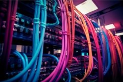 Interwoven Server colorful cables. Generate ai Product Image 1