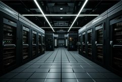 Sophisticated Modern server room gray. Generate Ai Product Image 1