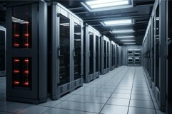 Well-configured Modern server room gray. Generate Ai Product Image 1