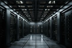 Immaculate Modern server room gray. Generate Ai Product Image 1