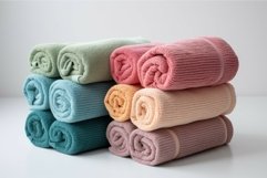 Set colorful towels stack. Generate Ai Product Image 1