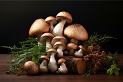 Uncooked Set fresh mushrooms. Generate Ai Product Image 1