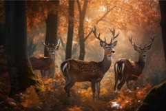 Several stags in autumn forest. Generate ai Product Image 1