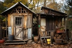 Rustic Shack wooden old pallets. Generate Ai Product Image 1