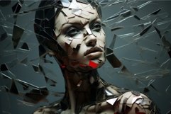 Determined woman cracked glass. Generate Ai Product Image 1