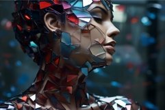 Mysterious woman cracked glass. Generate Ai Product Image 1