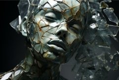 Intense woman cracked glass. Generate Ai Product Image 1