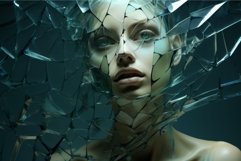 Striking woman cracked glass. Generate Ai Product Image 1