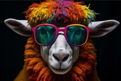 Vibrant Sheep colorful glasses. Generate AI Product Image 1