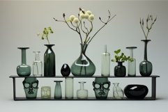 Ceramic Shelf colorful vases room. Generate Ai Product Image 1