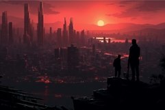 Dazzling Man neon city. Generate Ai Product Image 1