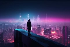 Man neon city. Generate Ai Product Image 1
