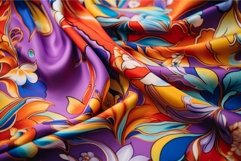 Vivid Silk textile colorful fabric. Generate Ai Product Image 1