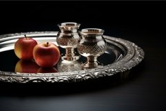 Silver plate serving on table. Generate Ai Product Image 1