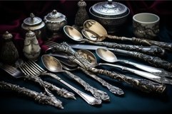 Shiny Silver plate serving dinner. Generate Ai Product Image 1