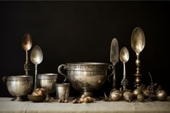 Heirloom Vintage silver antique spoon cutlery. Generate ai Product Image 1