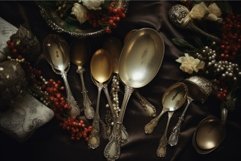 Collectible Vintage silver antique spoon cutlery. Generate a Product Image 1