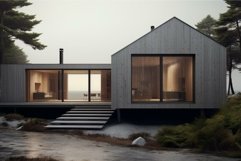 Unadorned Simple gray house. Generate Ai Product Image 1