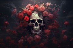 Macabre Skull flowers art. Generate Ai Product Image 1