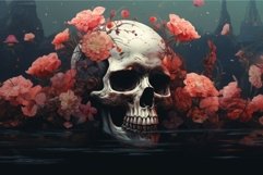 Vibrant Skull flowers art. Generate Ai Product Image 1