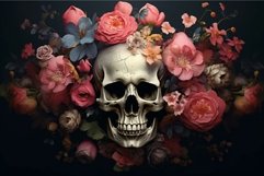 Intricate Skull flowers art. Generate Ai Product Image 1