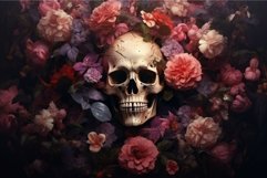 Surreal Skull flowers art. Generate Ai Product Image 1