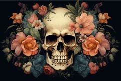 Unconventional Skull flowers art. Generate Ai Product Image 1