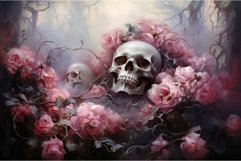 Artistic Skull roses paint nature. Generate Ai Product Image 1