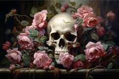 Mysterious Skull roses paint nature. Generate Ai Product Image 1