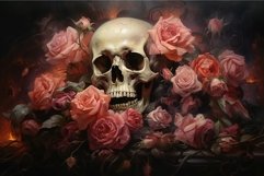 Intricate Skull roses paint nature. Generate Ai Product Image 1