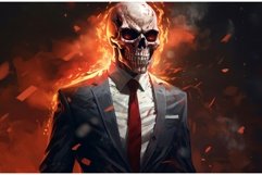 Dramatic Skull fire business suit art. Generate Ai Product Image 1