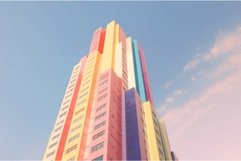 Modern Pink skyscraper. Generate Ai Product Image 1