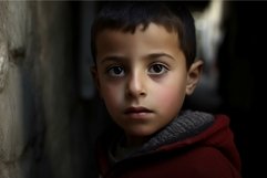 Small Arab boy outdoor portrait. Generate ai Product Image 1