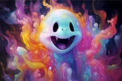 Cheerful Smiling colorful ghost. Generate AI Product Image 1