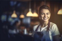 Smiling waitress cafe. Generate AI Product Image 1