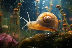 Fluid Snail underwater move. Generate Ai Product Image 1
