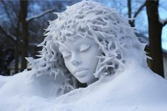 Snowy winter sculpture of woman's face Product Image 1