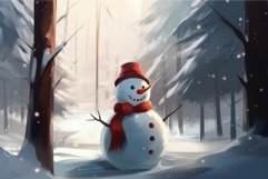 Snowman winter forest art. Generate Ai Product Image 1