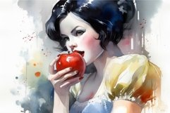 Snow-white princess apple watercolor. Generate Ai Product Image 1