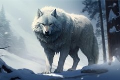 Ferocious Wolf on snowy mountain massive. Generate ai Product Image 1